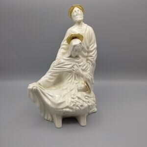 Vtg Atlantic Mold Ceramic Statue Mary, Joseph & Jesus Holy Family Nativity Scene